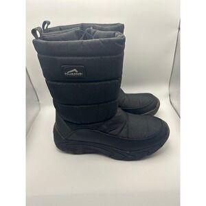Polar Edge Boys Winter Snow Boots Size 5 Black Puffer Side Zip